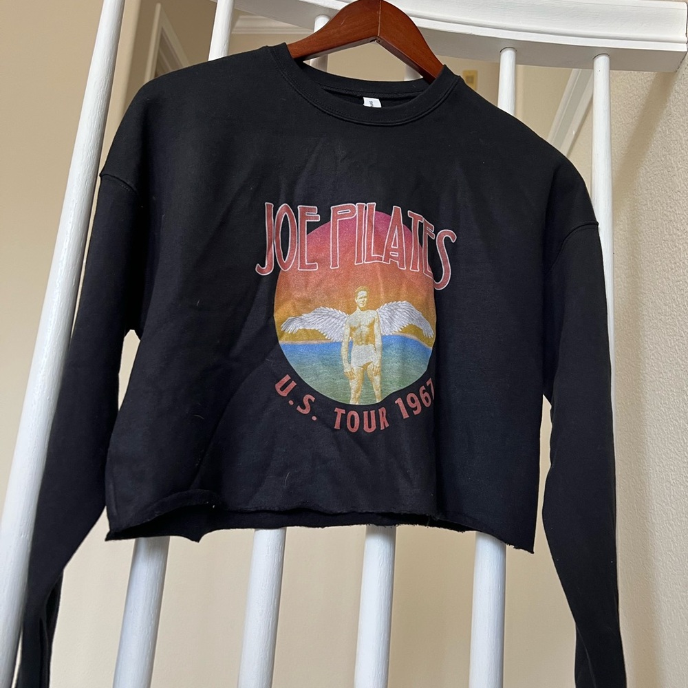 Cropped Joe Pilates Sweatshirt – Black, Soft Fleece (Bella + Canvas, Size Small)
